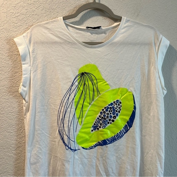 Women’s Zara fruit pear printed boxy style short sleeve tee size small S - Picture 2 of 6